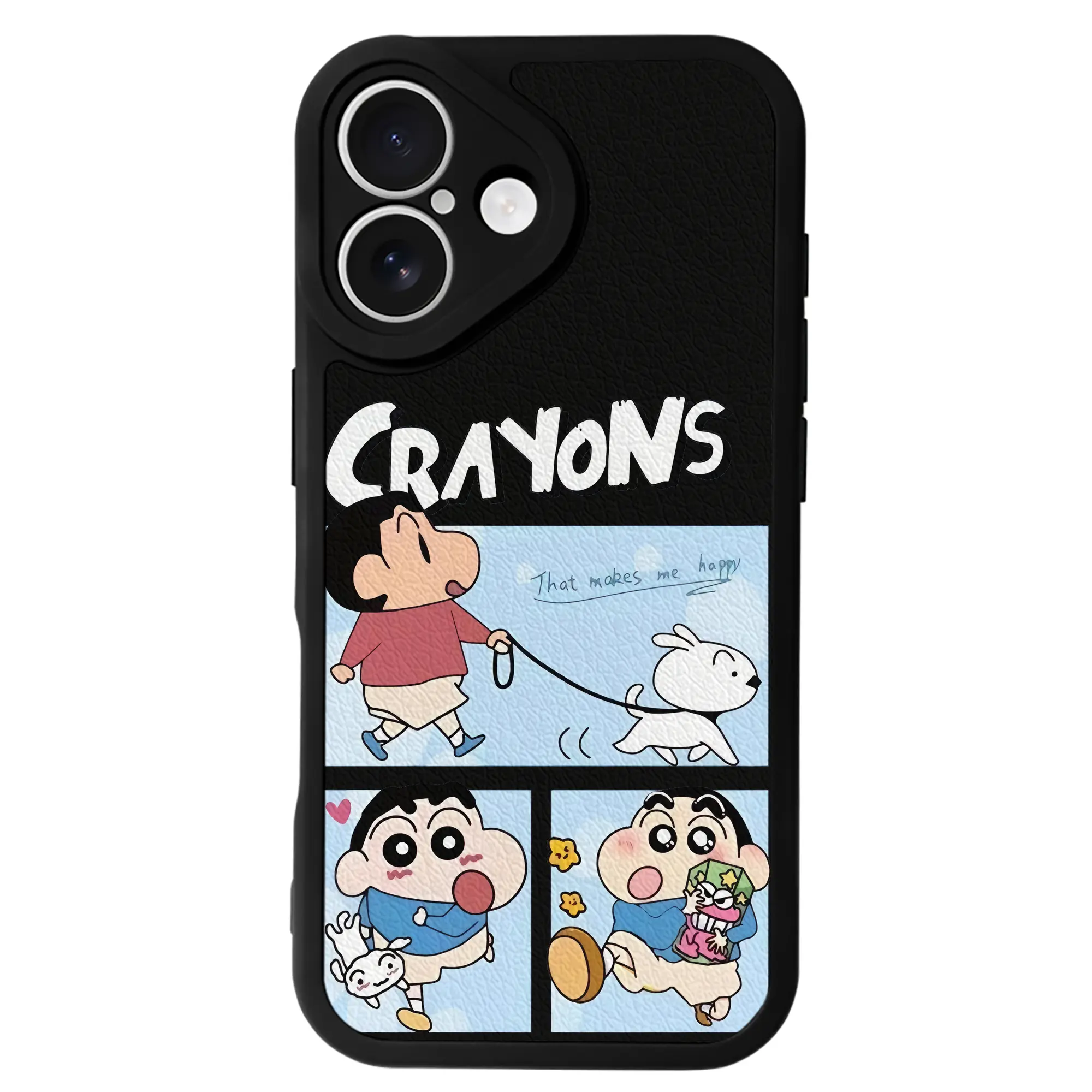 クレヨンしんちゃん グッズ 野原 しんのすけ - IPhone 16シリーズ対応 ・ シリコンスマホケース ・ レザー調 ・ 高精度フィット ・ 耐衝撃 ・ ワイヤレス充電対応 ・ 精密カット